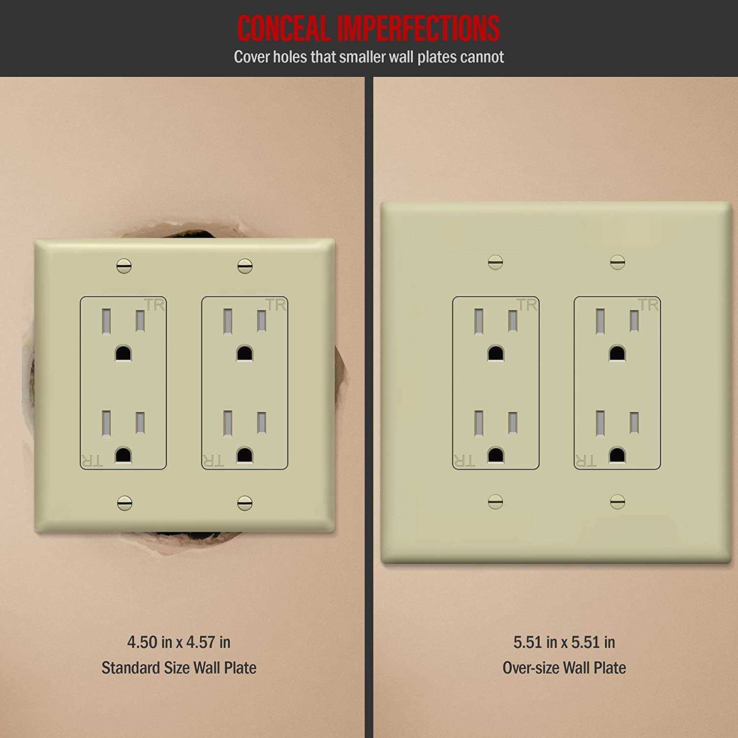 Enerlites Double Decorator Switch Cover Two Gang Outlet Wall Plate 8832 - Inhomebuy