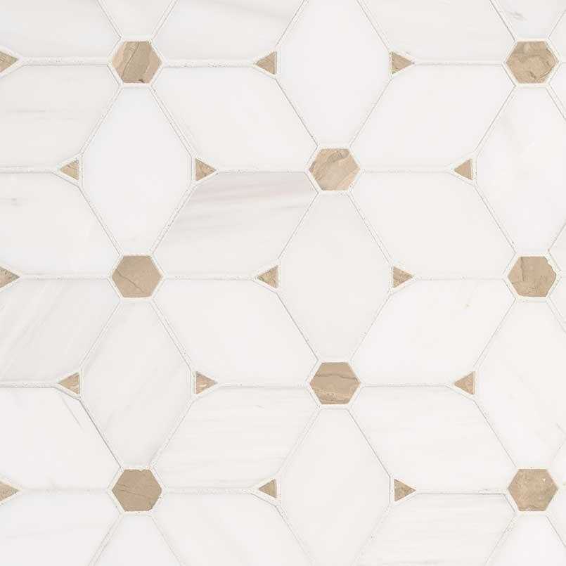 MSI Carrara White Hexagon 11.75 in. x 12 in. x 8mm Honed Marble Mesh-Mounted Mosaic Tile - Inhomebuy