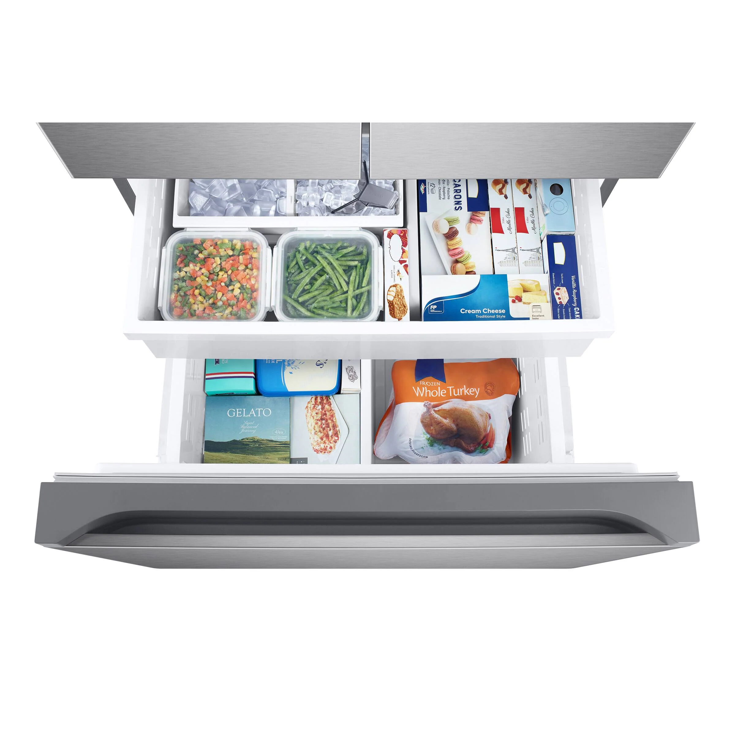 SAMSUNG 33 IN. 24.5 CU. FT. STAINLESS STEEL 3 DOOR FRENCH DOOR REFRIGERATOR WITH BEVERAGE CENTER AND - Inhomebuy