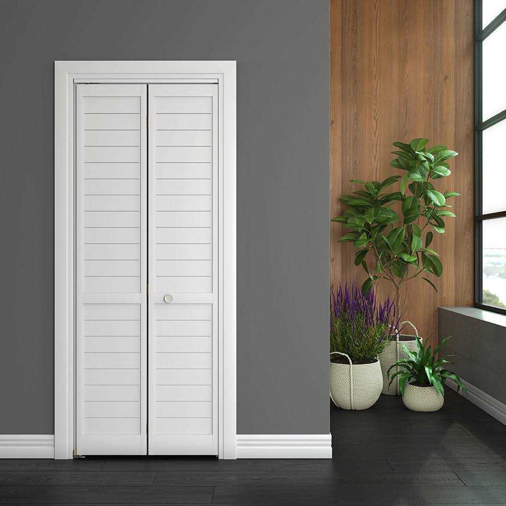 EightDoors 80 inch x Flat Louver White Prefinished Pine Wood Bifold Door with Hardware Included - Inhomebuy