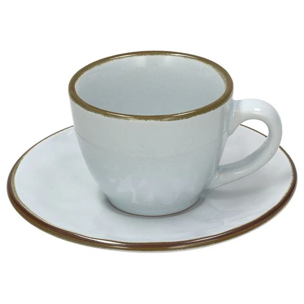 Set 6 Coffee Cup & Saucer Glace Ceramic Gray - Inhomebuy