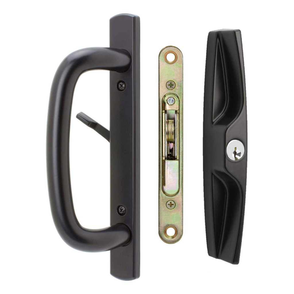 FPL Door Locks and Hardware Inc. Lanai Sliding Glass Door Handle and Mortise Lock Set with Oak Wood Pull - Inhomebuy