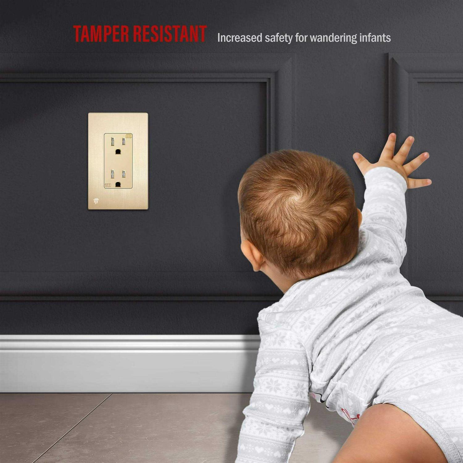 Enerlites Elite Series Decorator Receptacle Outlet Child Safe Tamper-Resistant - Inhomebuy