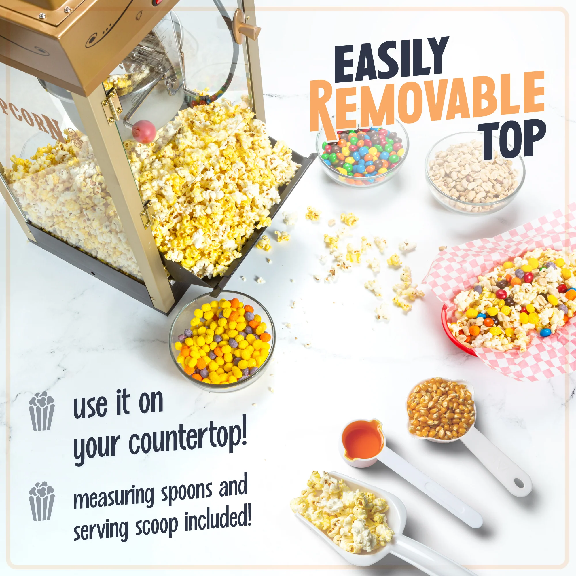 Candy & Snack Dispensing 8 Oz. Popcorn Cart, Black & Gold - Inhomebuy