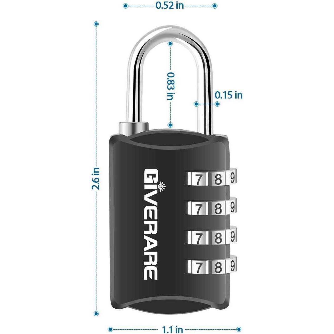 GIVERARE Combination Lock 4-Digit Padlock Keyless - Inhomebuy