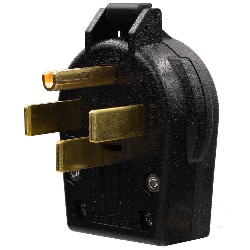 ELEGRP 30 Amp/50 Amp 125/250-Volt 3-Pole/3-Wire NEMA 10-30P/10-50P Non-Grounded Straight Blade Angle Plug - Inhomebuy