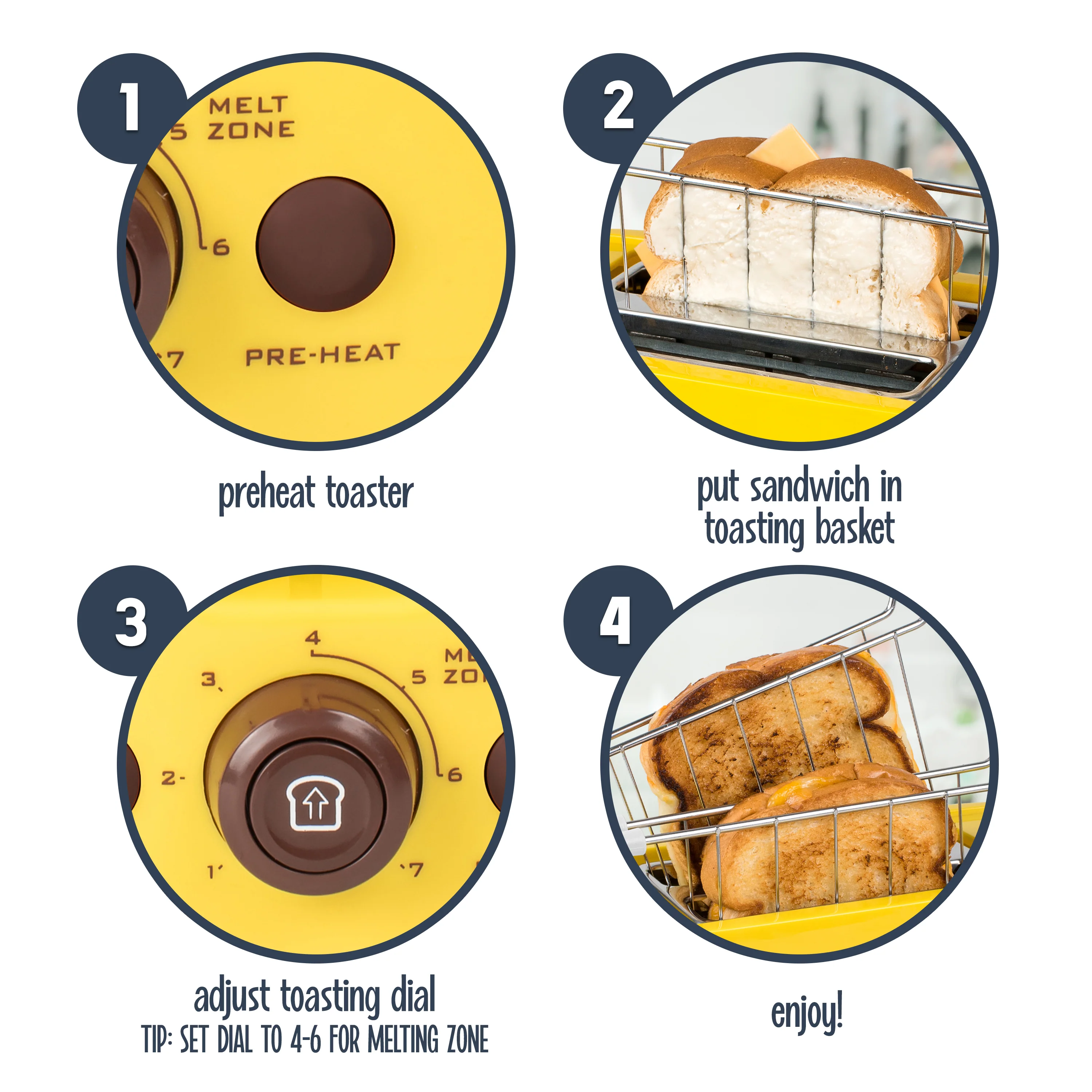 Deluxe Grilled Cheese Sandwich Toaster with Toasting Baskets with Extra Wide Slots - Inhomebuy