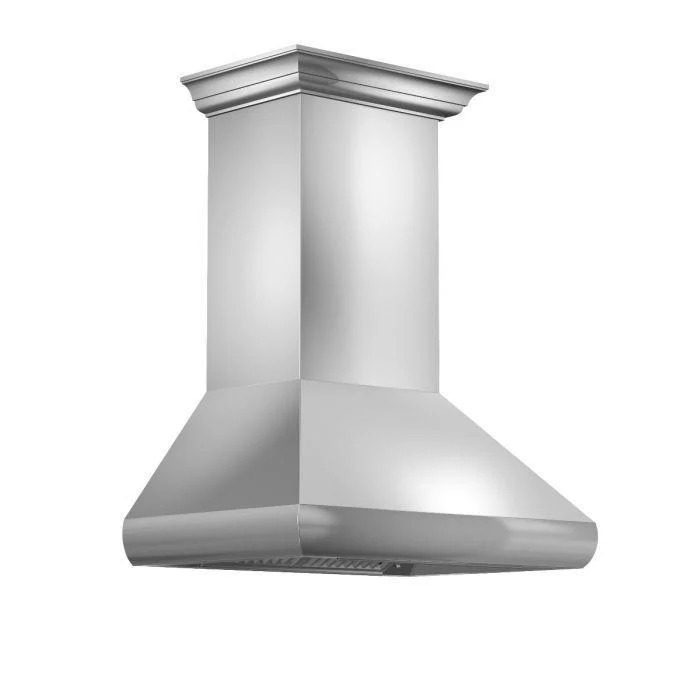 ZLINE 36 in. Professional Convertible Vent Wall Mount Range Hood in Stainless Steel with Crown Molding, 587CRN-36 - Inhomebuy