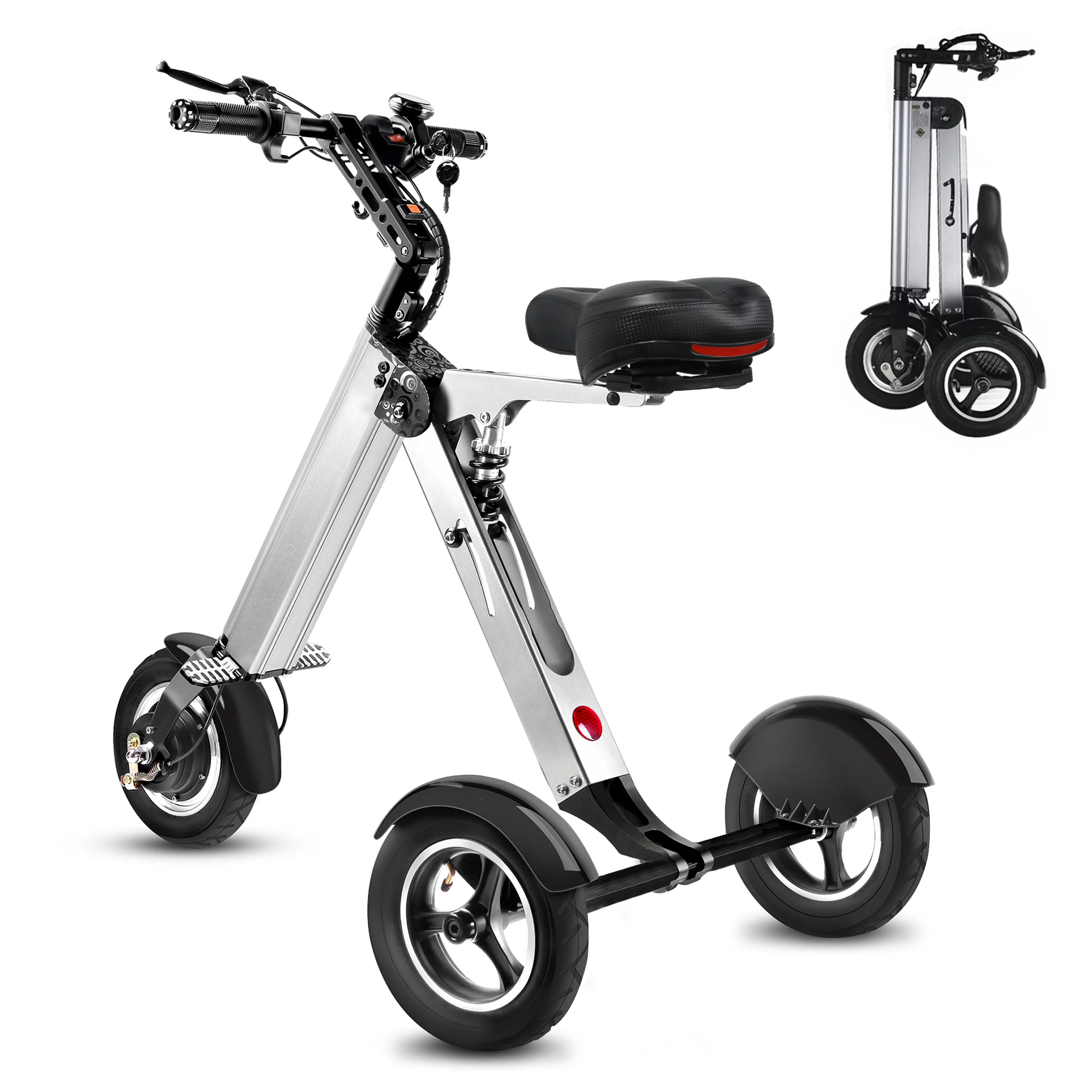 Topmate ES32 Electric Scooter Mini Tricycle for Adult, Foldable 3 Wheel Mobility Scooter with Reverse Function, Key Switch and LED Display Electric Trike for Travel Outdoor - Inhomebuy