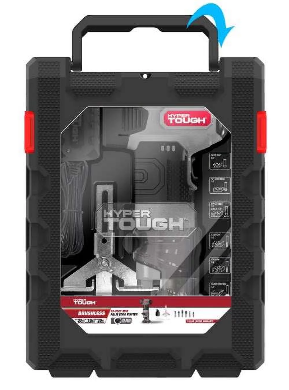 Hyper Tough 12V Max Lithium-Ion Brushless Palm Edge Router with 1.5Ah Battery and Charger, 80016 - Inhomebuy
