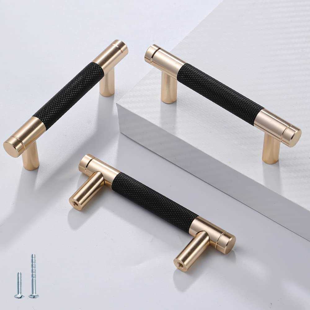 Ntresbonne 12 Pack Barrel Cabinet Pulls Gold and Black Cupboard Aluminum Handles Drawer Pull Cabinet Handles - Inhomebuy