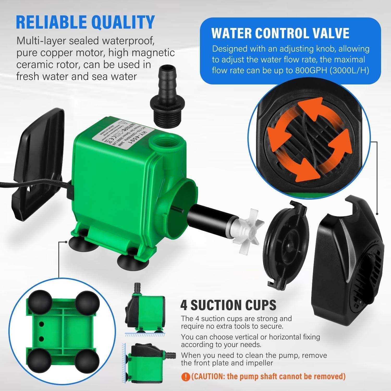 Simple Deluxe 800GPH Submersible Pump 3 Nozzles Fish Tank - Inhomebuy