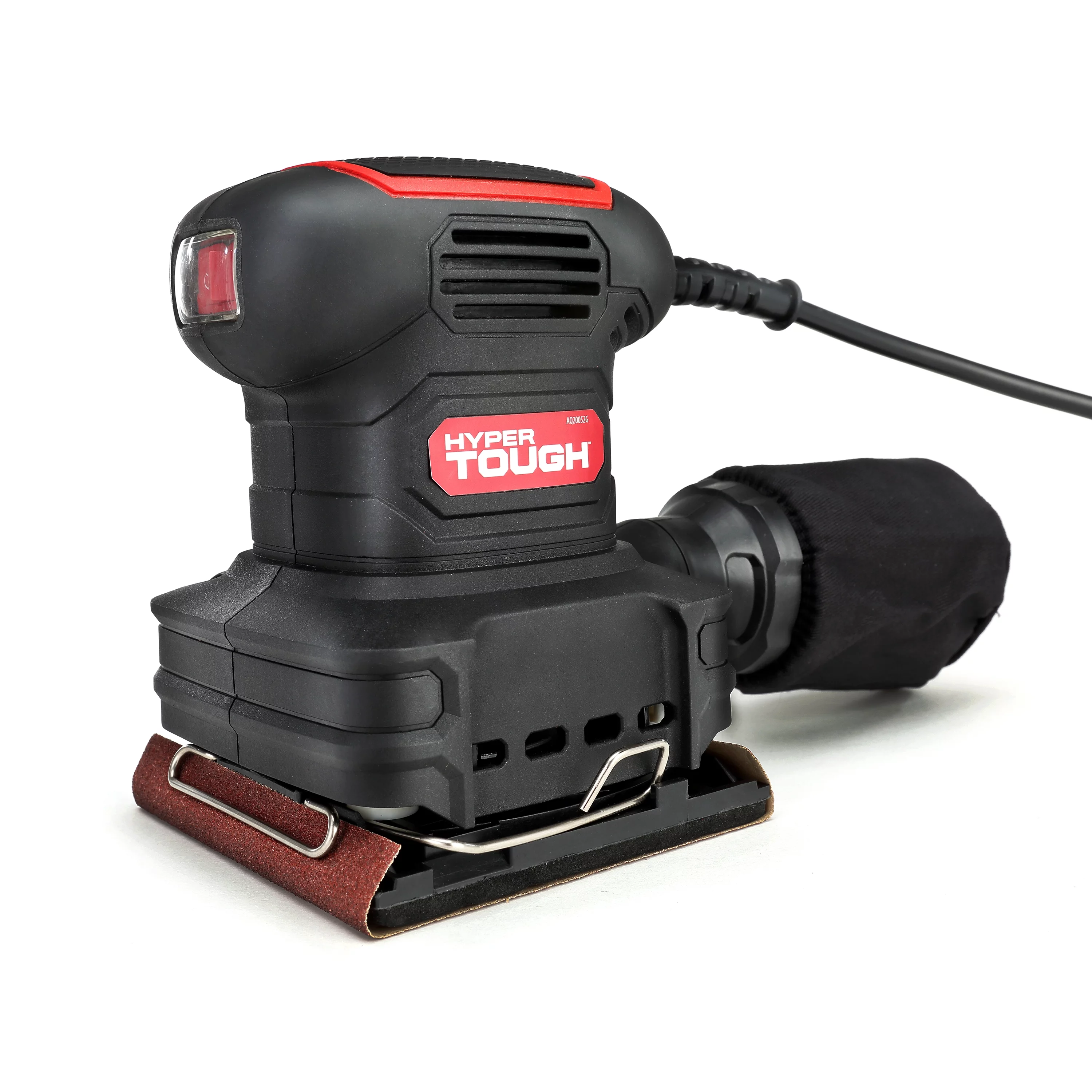 Hyper Tough 2 Amp Corded 1/4 Sheet Palm Sander with Dust Bag, Vacuum Hose Adapter, Punch Plate & 3 Sanding Sheets (60, 80 & 120 Grit) - Inhomebuy