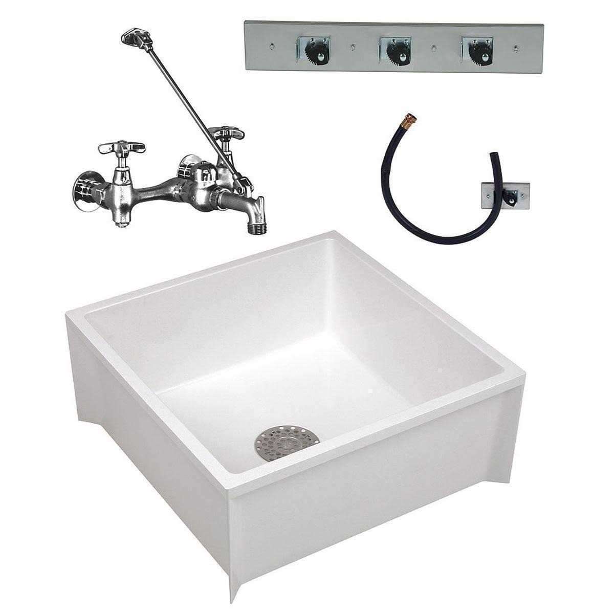 MUSTEE 36 in. x 34 in. Plastic Laundry Tub, White - Inhomebuy