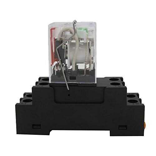 TWTADE 10A Coil Electromagnetic Power Relay 8 Pins 2DPT 2NO+2NC with Indicator Light and Socket Base -YJ2N-LY - Inhomebuy