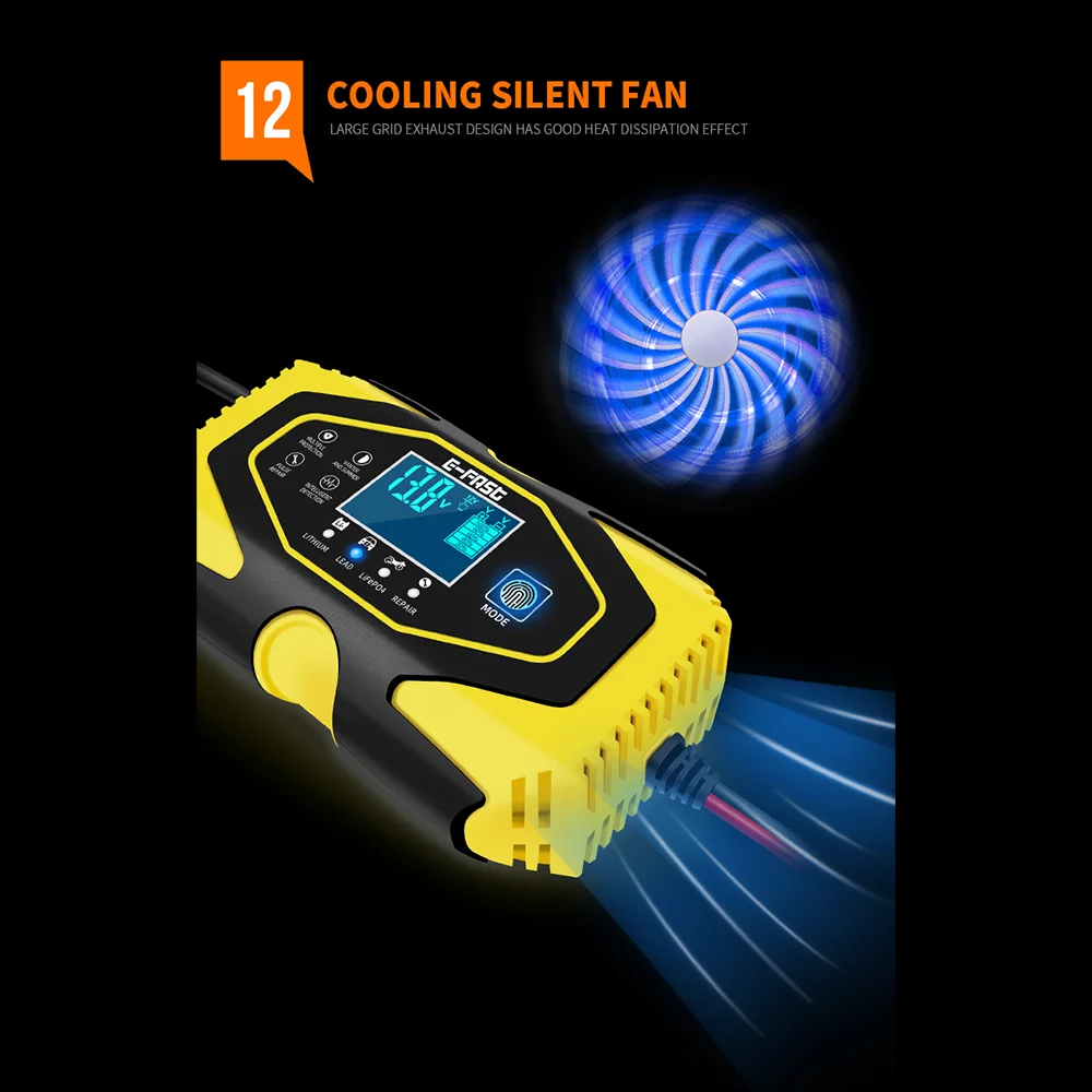 Paddsun Car Battery Charger Smart Automatic 12V/24V Lead-acid AGM GEL& Lithium LiFePO4 - Inhomebuy