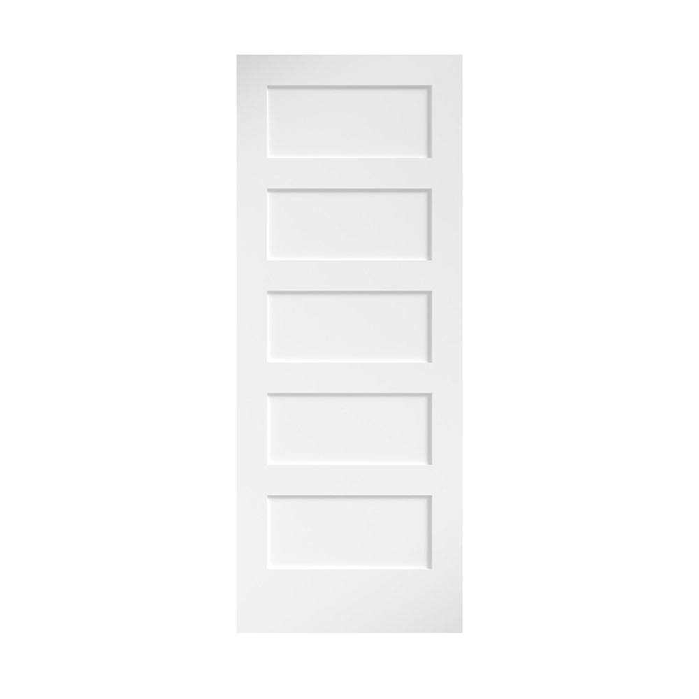 EightDoors 80 in. x 1-3/8 in. Shaker White Primed 5-Panel Solid Core Wood Interior Slab Door - Inhomebuy