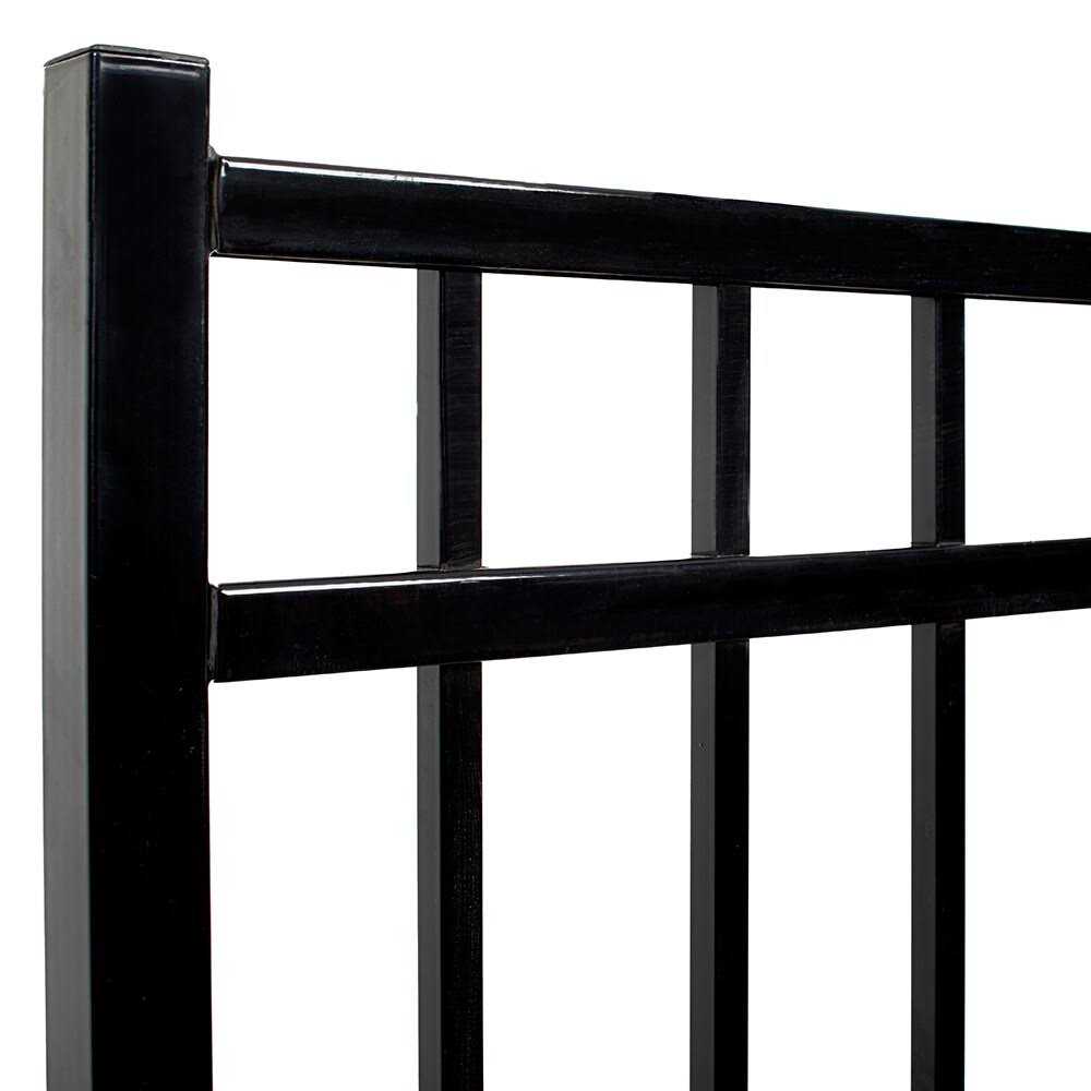 Fortress Building Products Versai 4-ft H x 5-ft W Gloss Black Powder-coated Galvanized Steel Spaced Picket Flat-top Privacy Walk-thru Fence Gate - Inhomebuy
