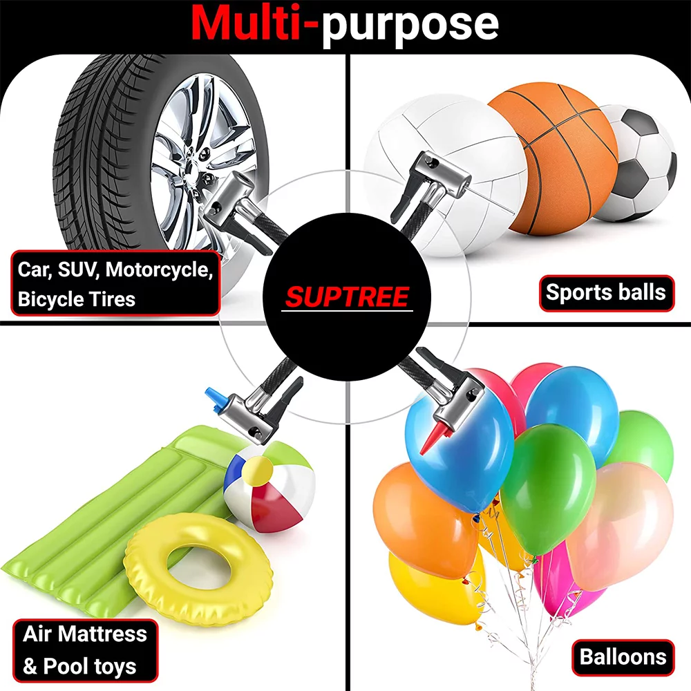 SUPTREE Tire Inflator Portable Air Pump for Car with LED Light Digital Tire Pressure Gauge w/Auto Pump/Shut Off - Inhomebuy