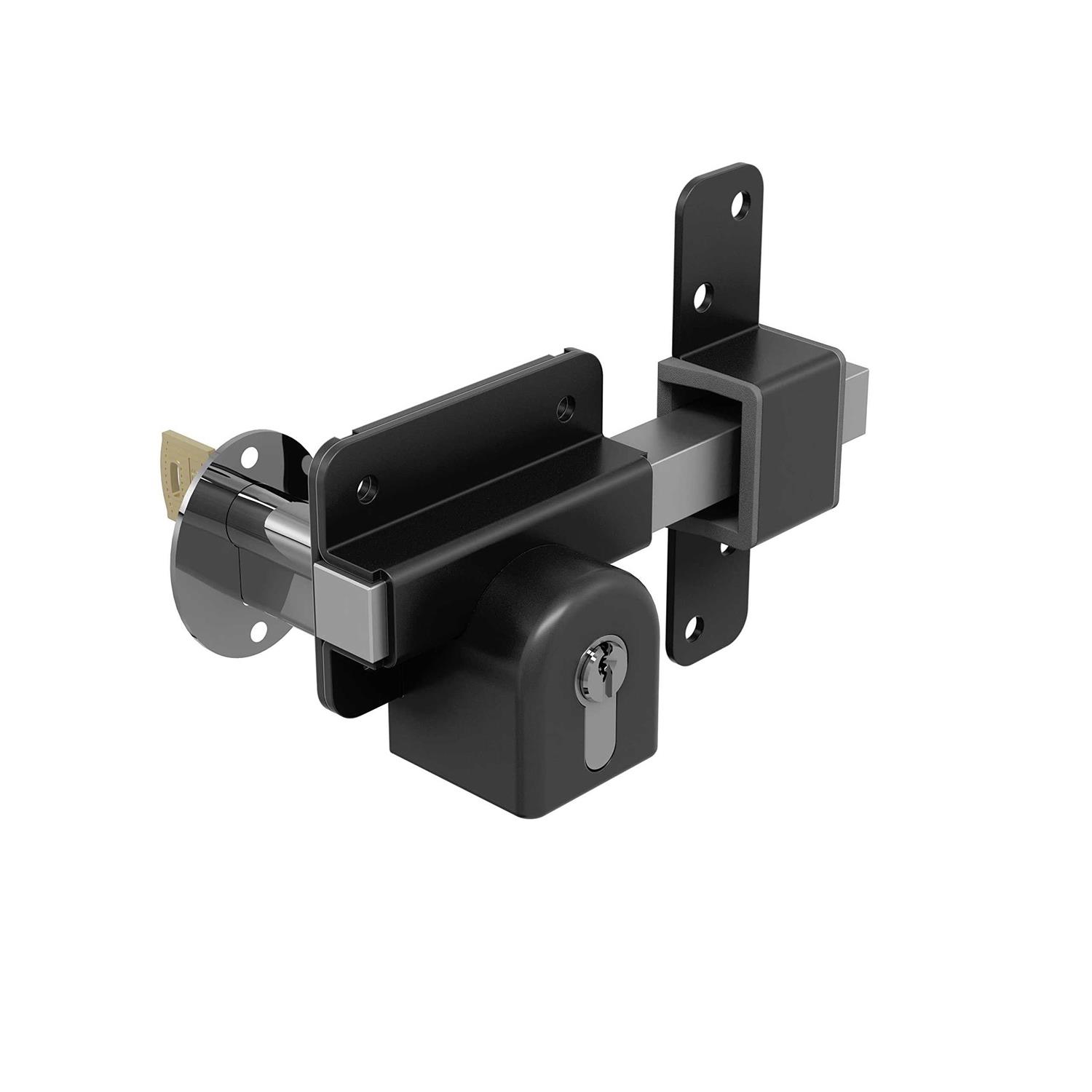 GateMate 1490086 Long Throw Lock Heavy Duty Stainless Steel in Black Finish - Inhomebuy