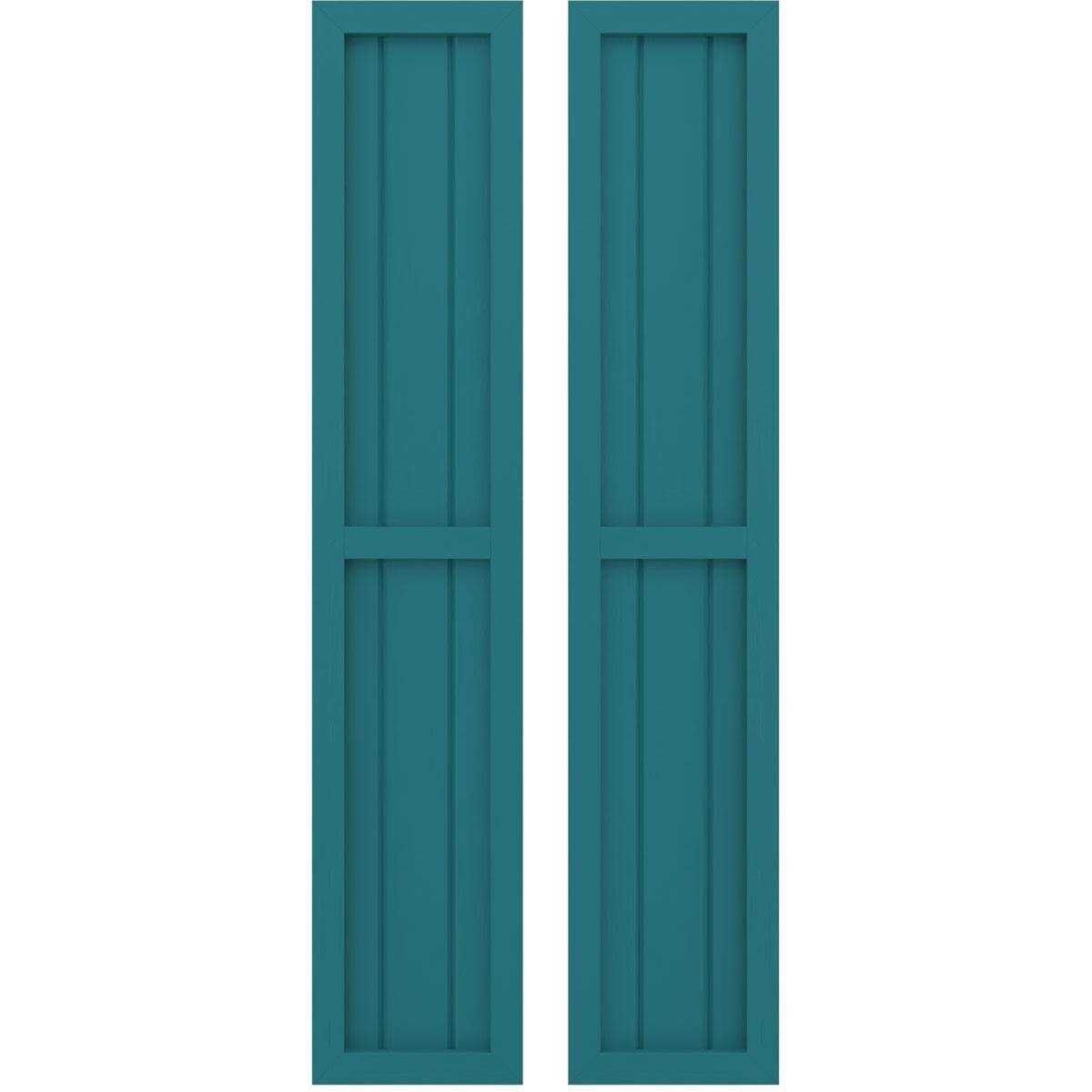 Ekena Millwork 1/2W x Americraft Board Exterior Real Wood Two Equal Panel Framed Board-n-Batten Shutters - Inhomebuy