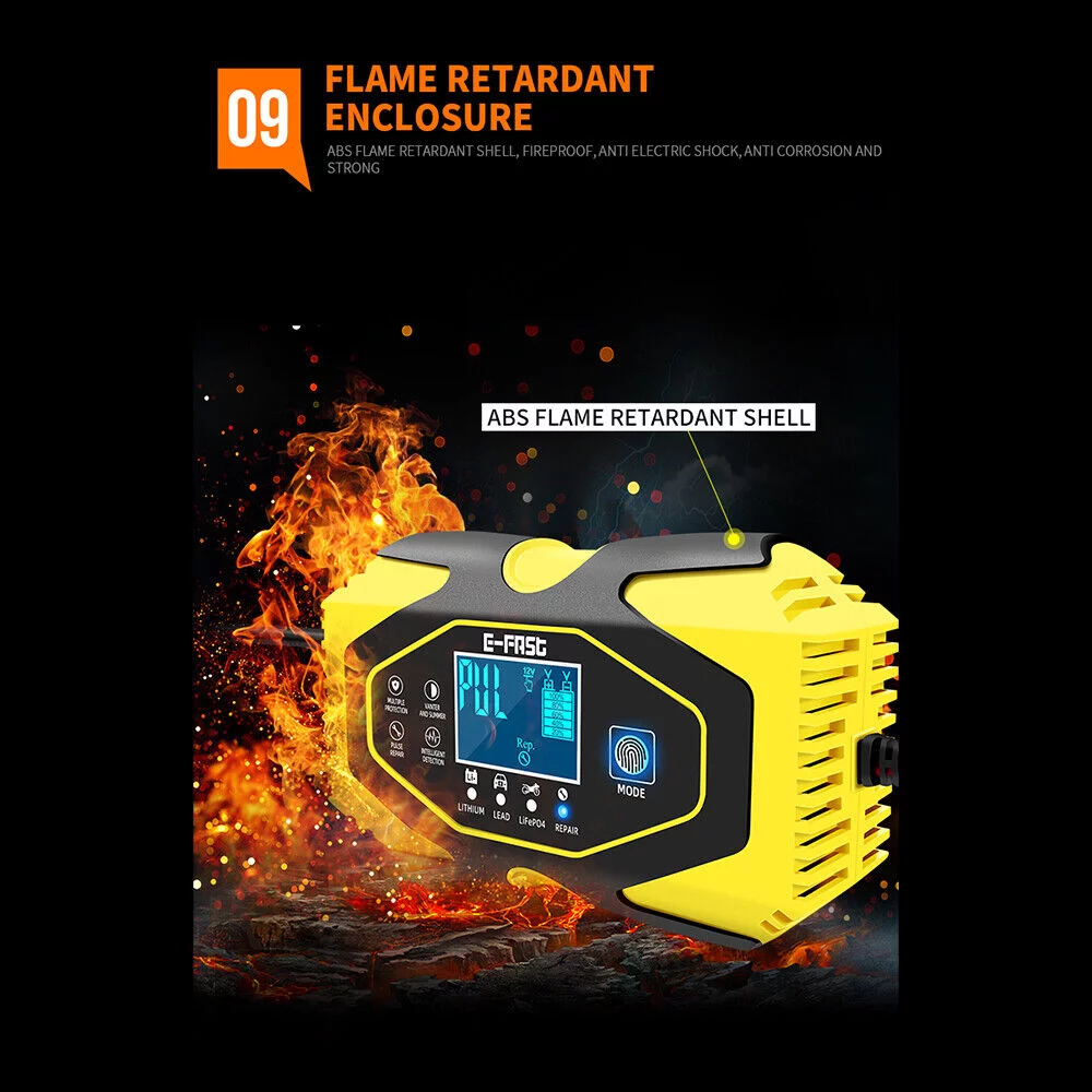 Paddsun Car Battery Charger Smart Automatic 12V/24V Lead-acid AGM GEL& Lithium LiFePO4 - Inhomebuy