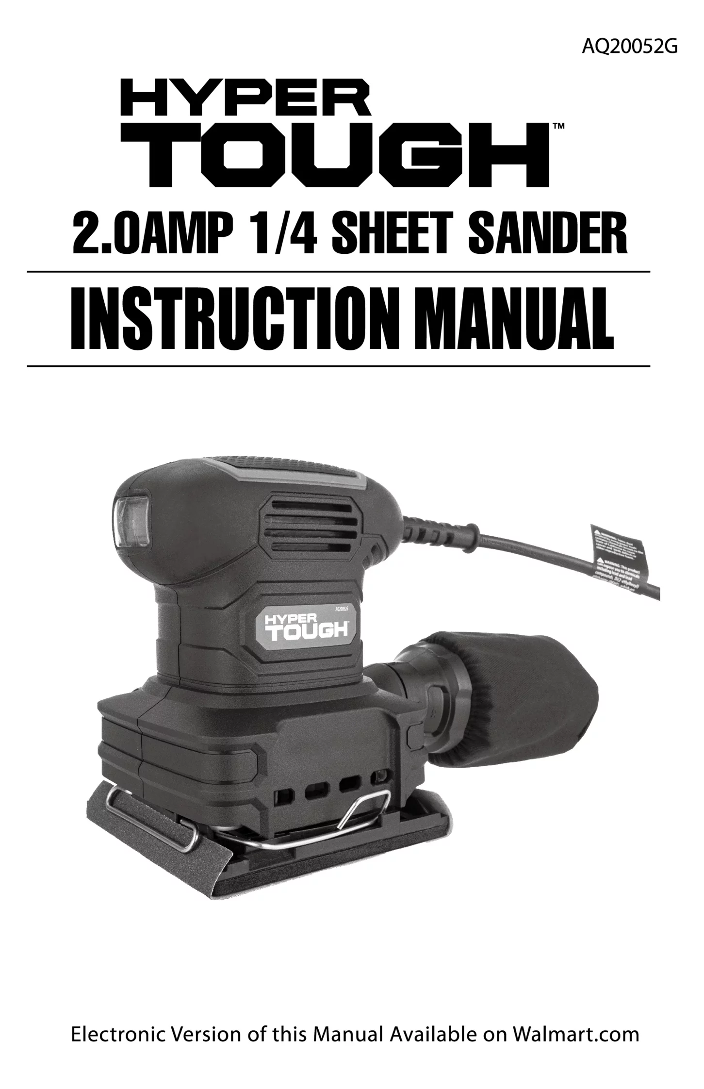 Hyper Tough 2 Amp Corded 1/4 Sheet Palm Sander with Dust Bag, Vacuum Hose Adapter, Punch Plate & 3 Sanding Sheets (60, 80 & 120 Grit) - Inhomebuy