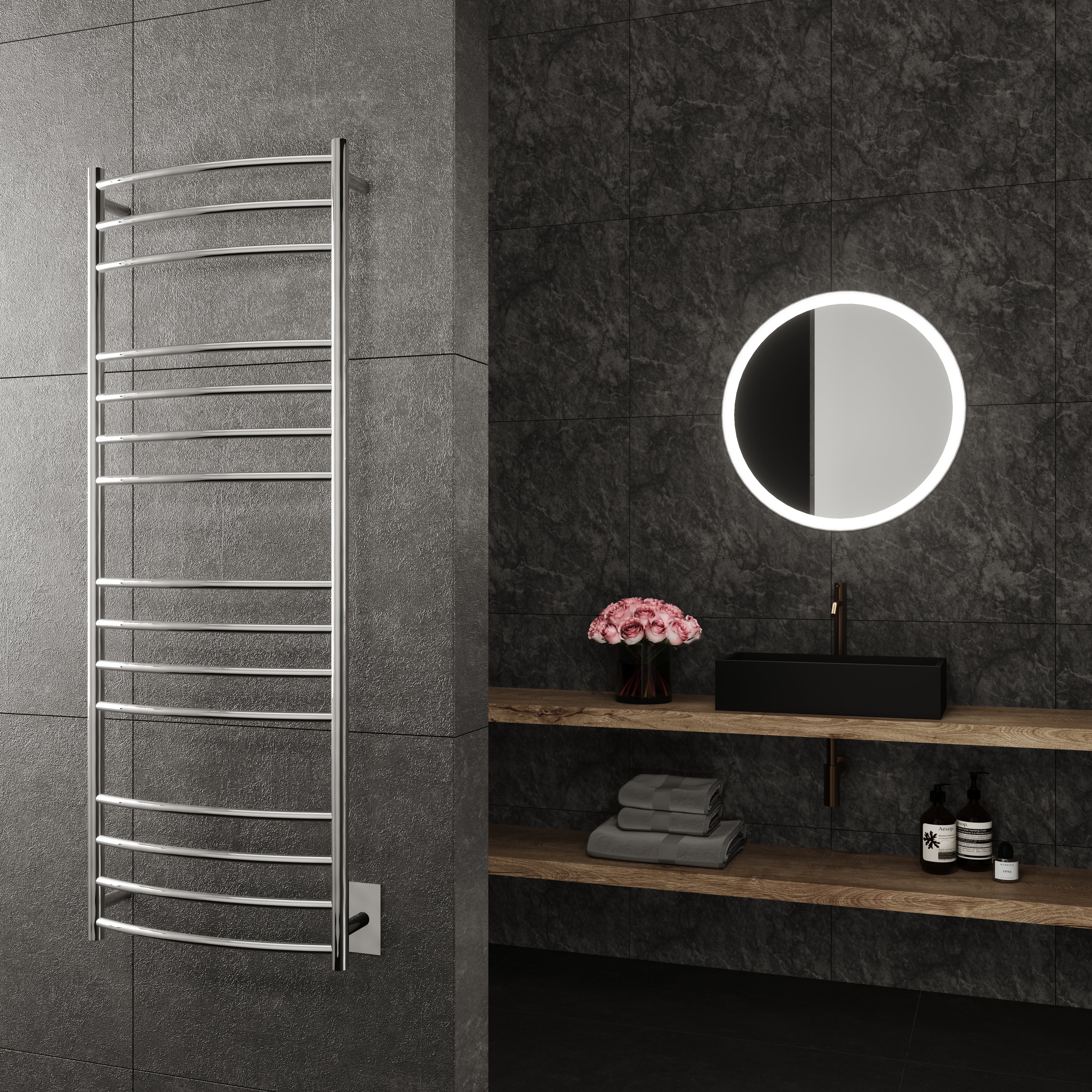 Selene Wall Mounted Electric Towel Warmer in Chrome - Inhomebuy