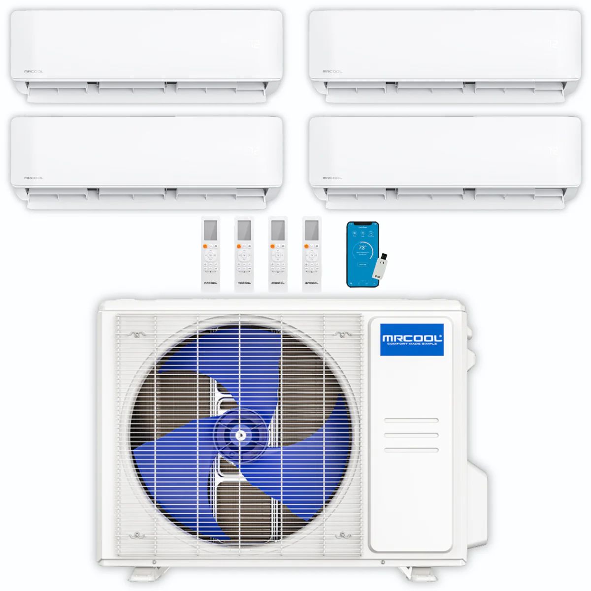 MRCOOL DIY Mini Split - 36,000 BTU 4 Zone Ductless Air Conditioner and Heat Pump, DIY-B-436HP09090909 - Inhomebuy