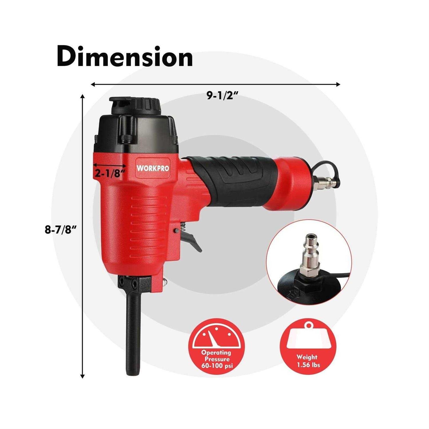 Workpro Pneumatic Brad Nailer, 18 Ga, 2 in 1 Nail Gun and Crown Stapler - Inhomebuy