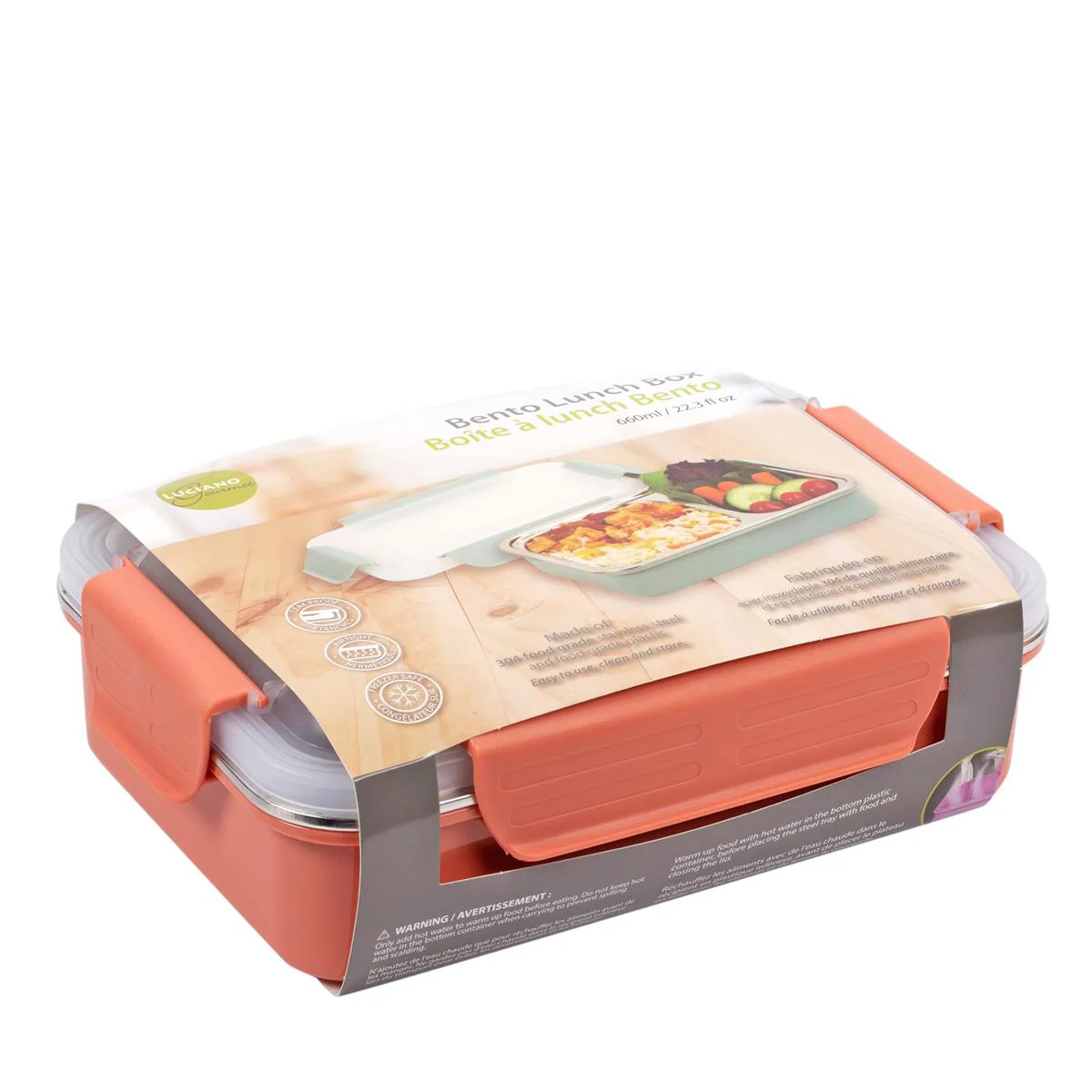 L. Gourmet Bento Lunch Box w/ Locking Lid, 22x15.5x6.5cm | 70884 - Inhomebuy