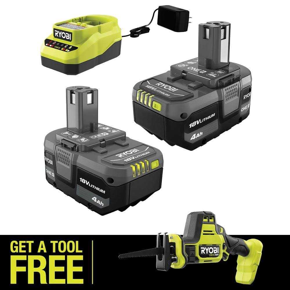 RYOBI ONE+ 18V Lithium-Ion 4.0 Ah Compact Battery and Charger Kit with FREE Brushless ONE+ HP - Inhomebuy