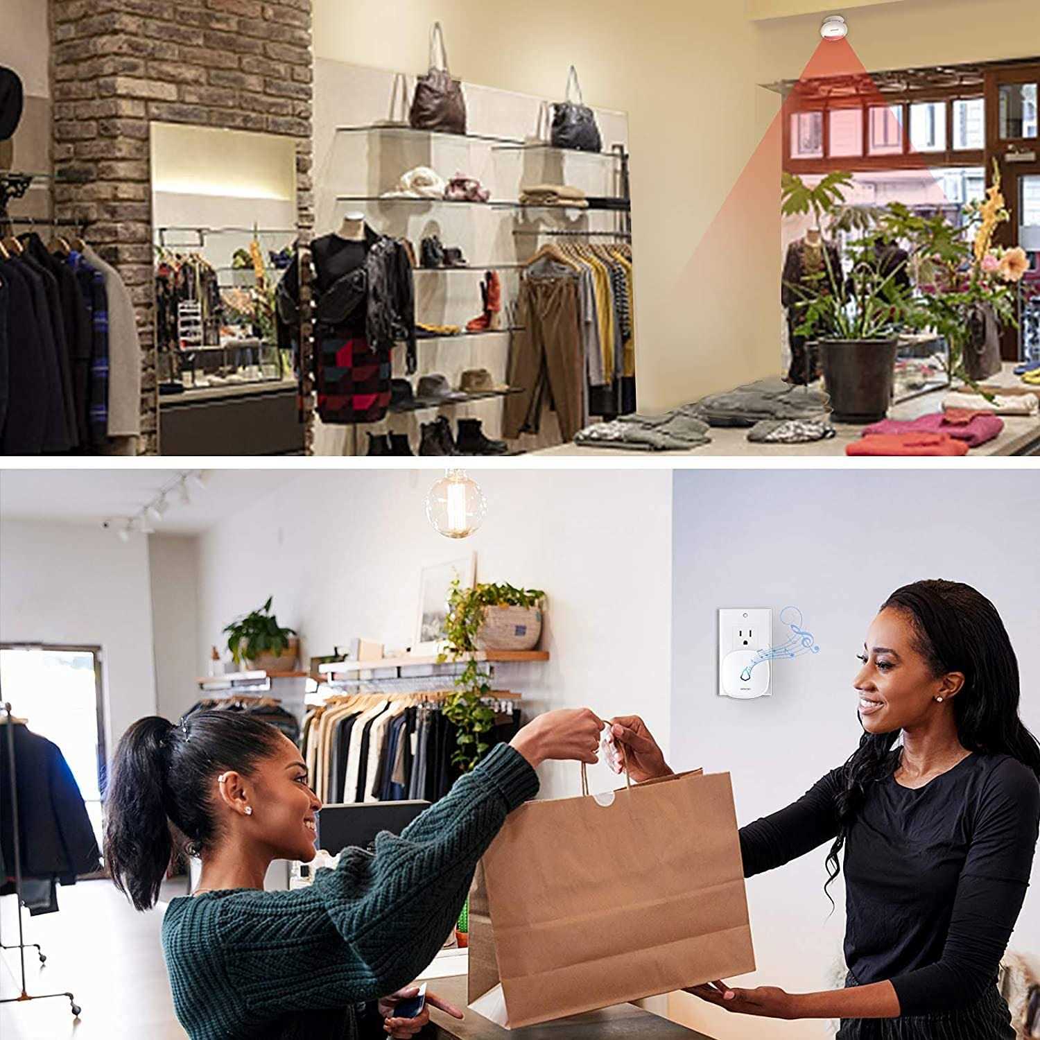 Wireless Doorbell, LUAMB 1,000ft Range Loud Enough with 5 Volume Levels and 52 Chimes LED Flashing,2 Push Button and 2 Receiver - Inhomebuy