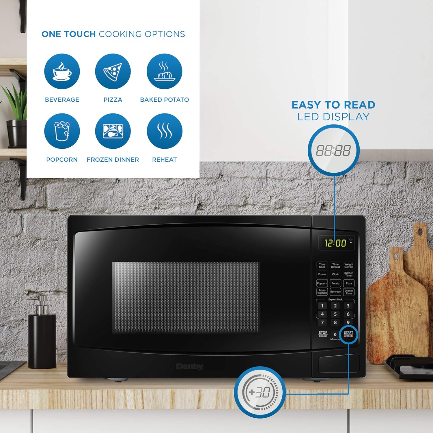 Danby Microwave Oven: 0.9 cu.ft, 900W, black | DBMW0920BBB - Inhomebuy