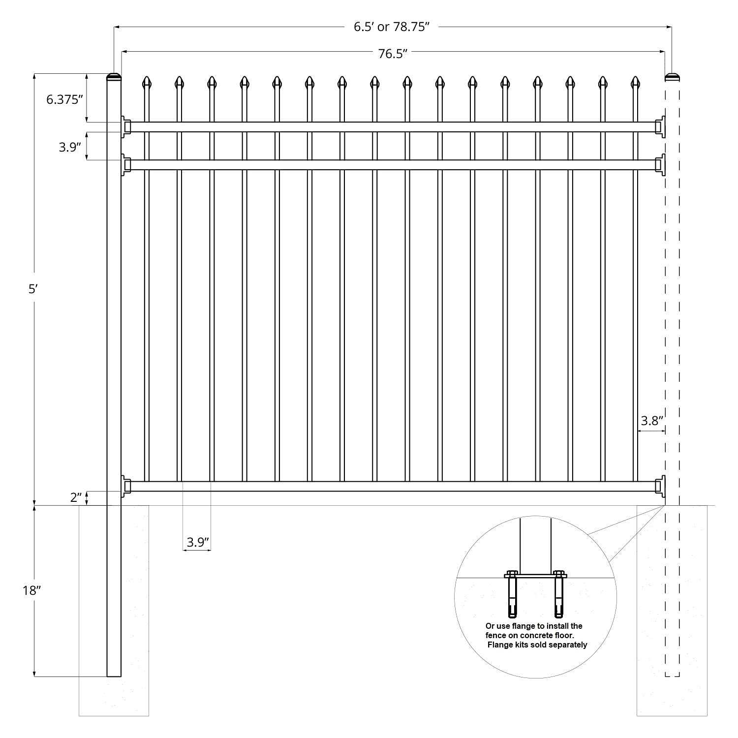 XCEL Black Steel Fence Panel Style Easy Installation Fence Kit Outdoor Fencing for Yard - Inhomebuy