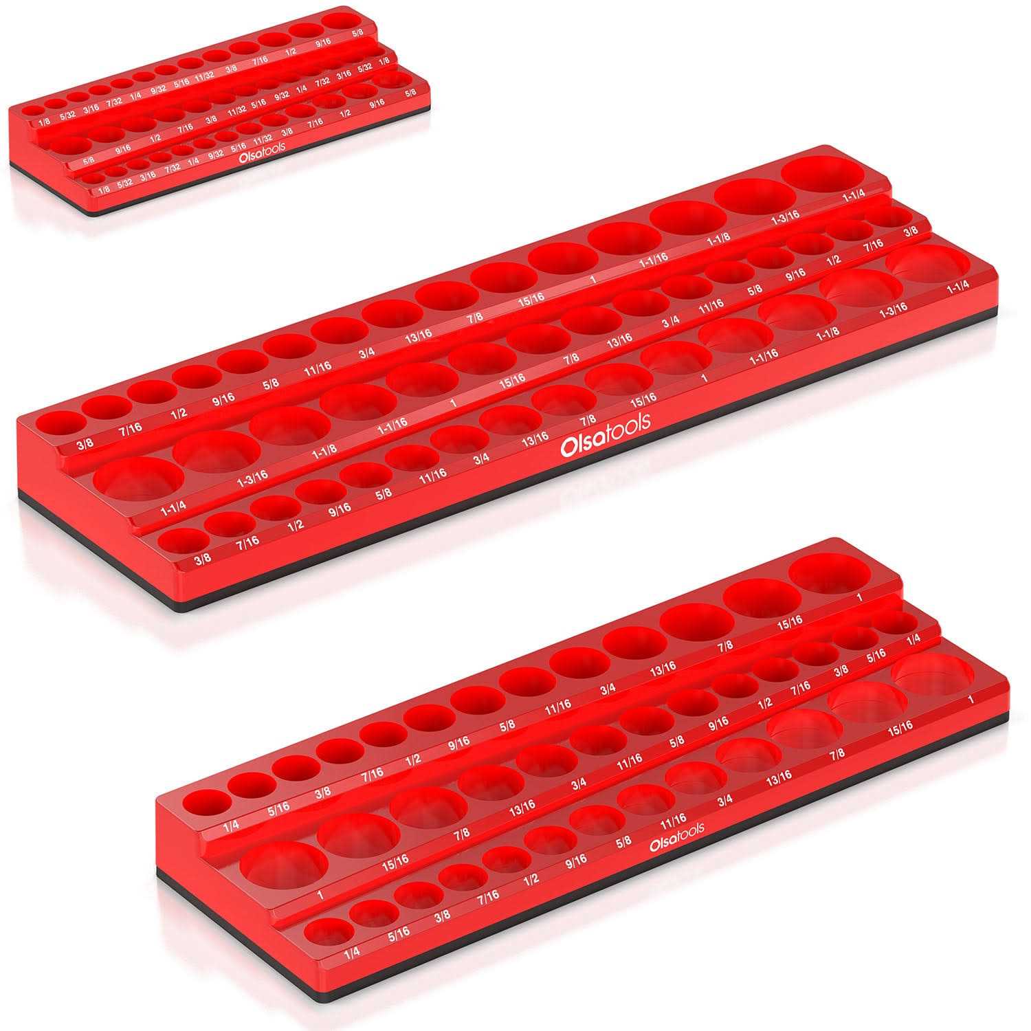 Olsa Tools 3-Row Magnetic Socket Holder Designed in Canada - Inhomebuy