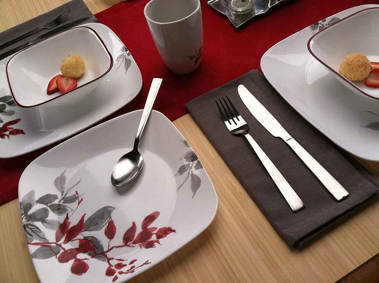 Corelle Boutique | 1101078| Kyoto Leaves Square 16-pc Dinnerware Set, square - Inhomebuy