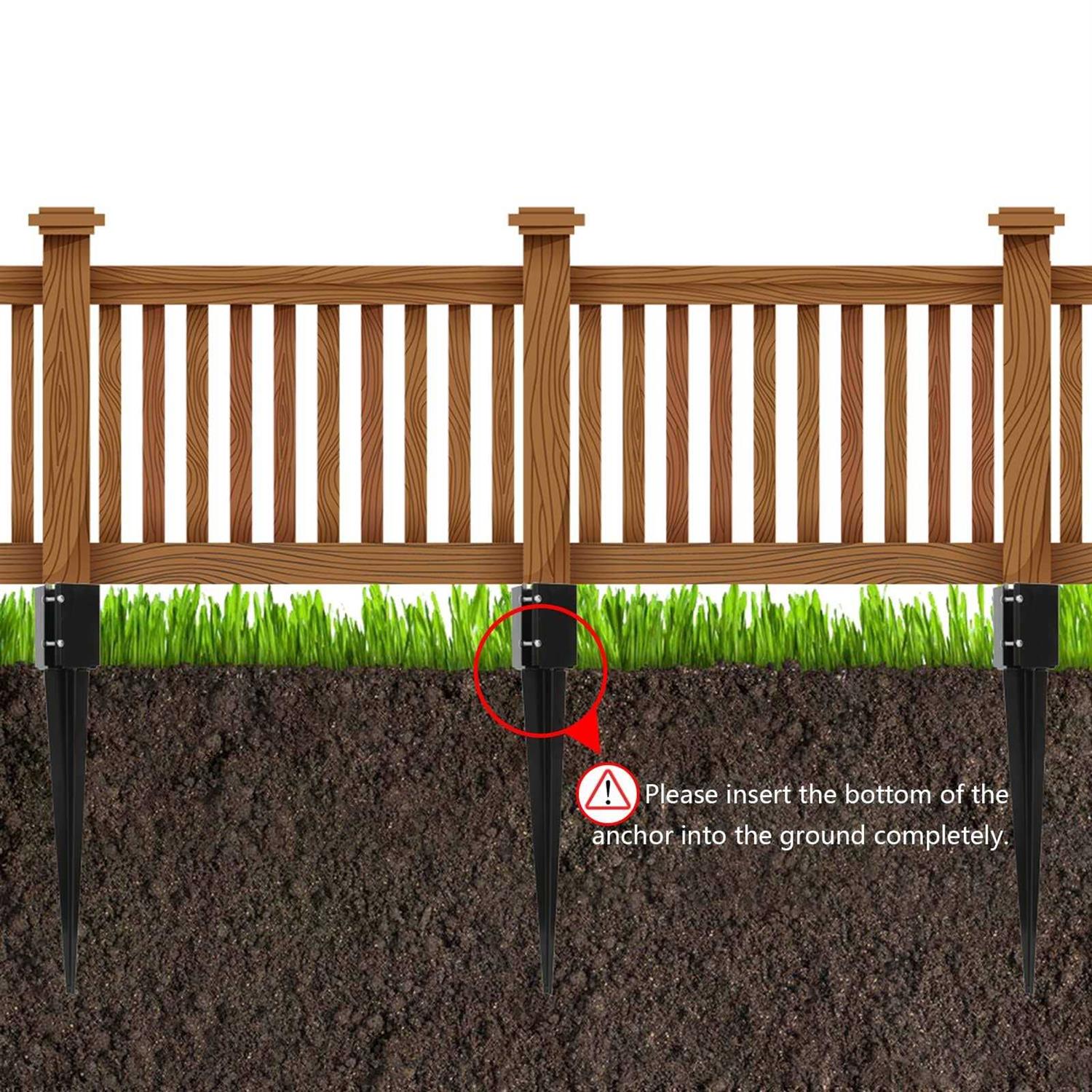 Gtongoko Fence Post Anchor Ground Spike Powder Coated 4 x 4 Inches Outer Diameter - Inhomebuy