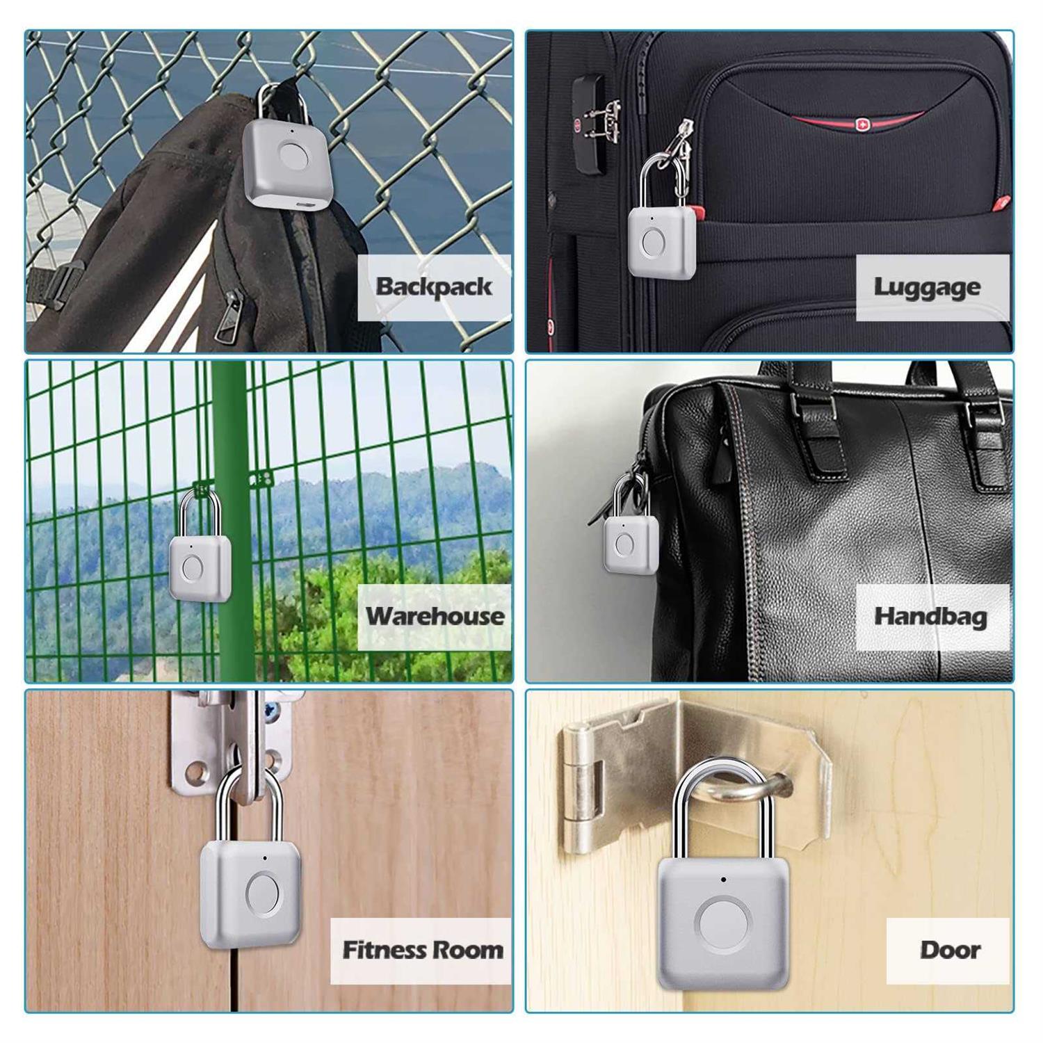 Pothunder Fingerprint Padlock Smart Padlock Locker Lock Biometric Metal Keyless - Inhomebuy