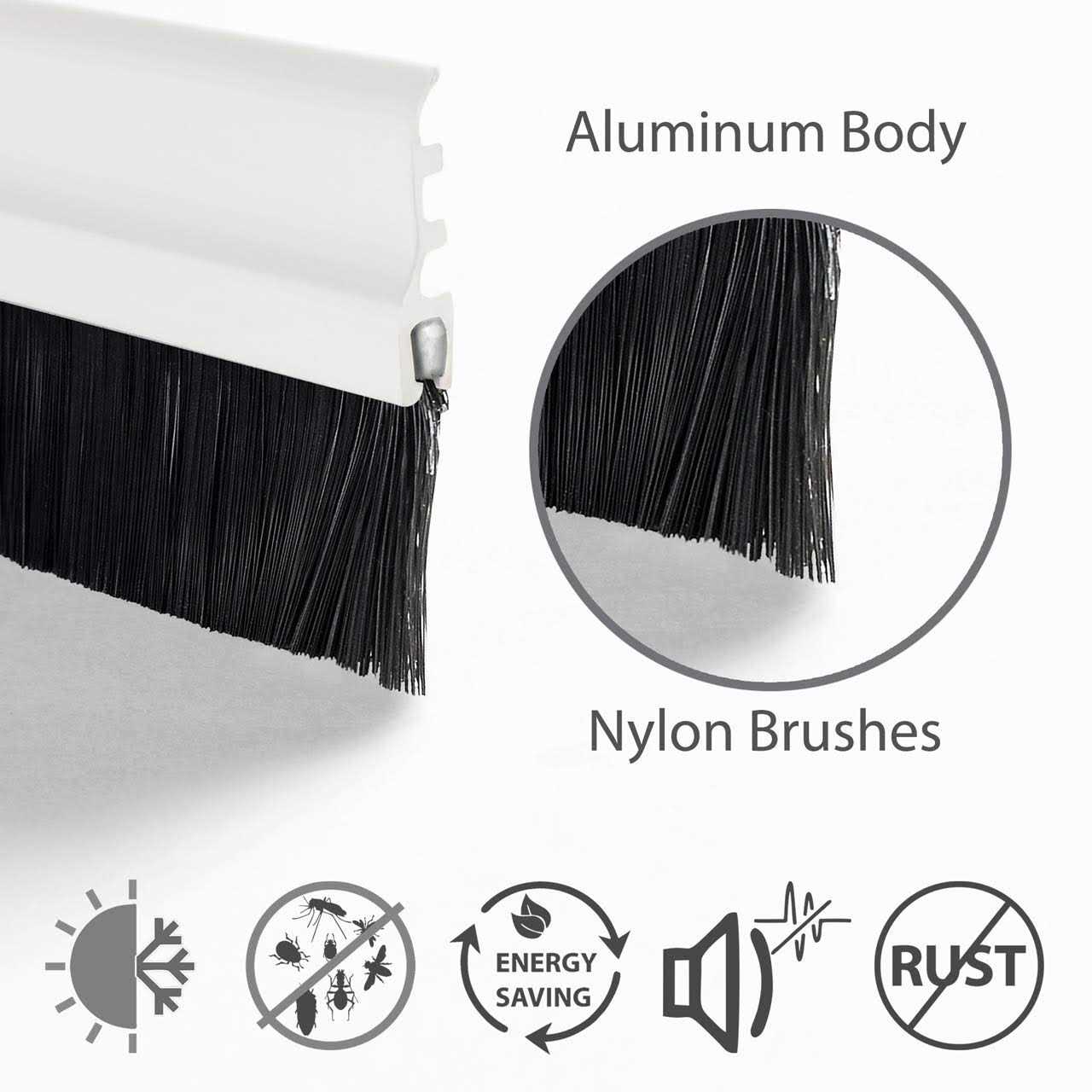 Deco Window Door Seal Draft Stopper Weather Stripping Sound Blocker with Aluminium Plate & Nylon Brush Door Sweep - Inhomebuy