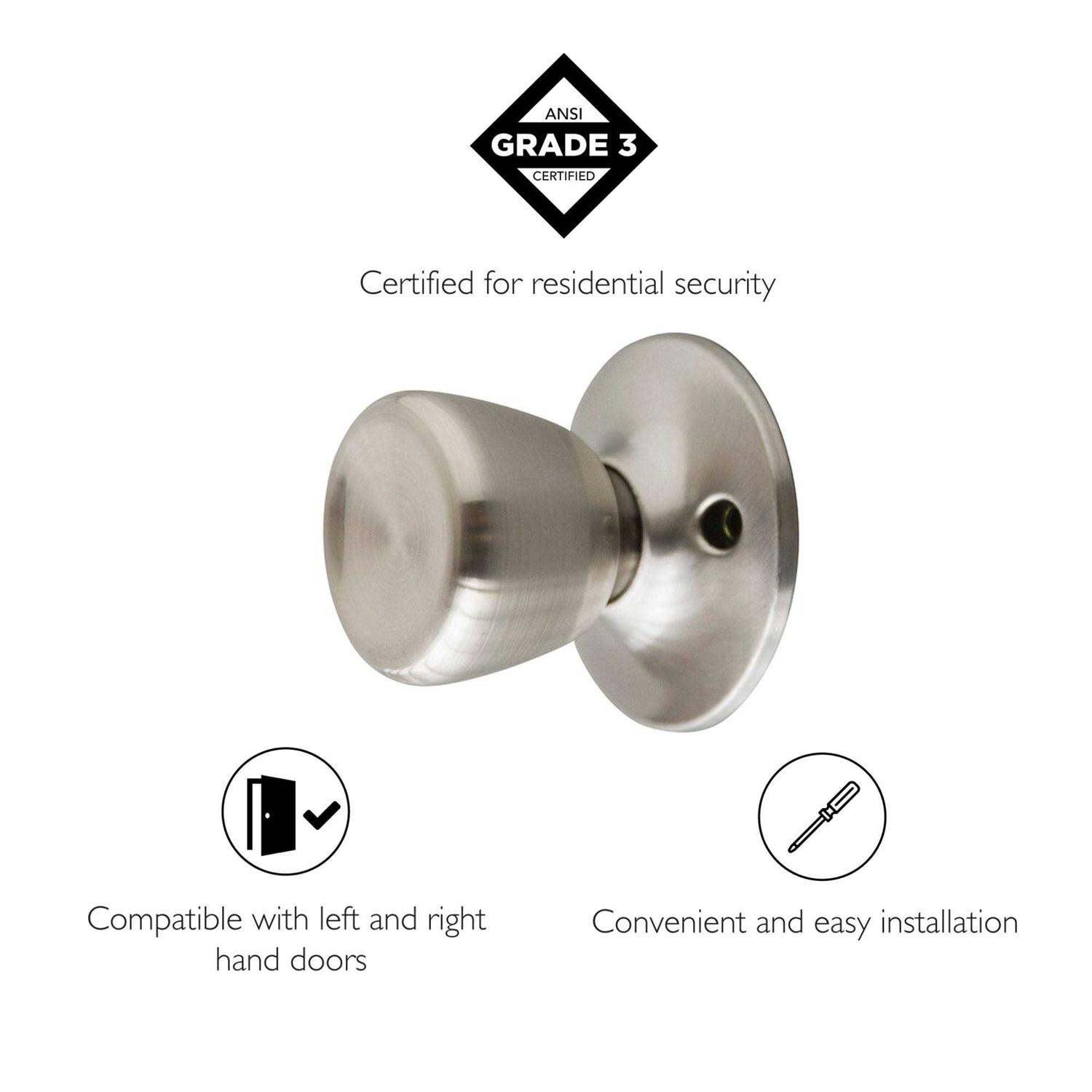 Design House 728006 Stratford 6-Way Universal Privacy Door Knob - Inhomebuy