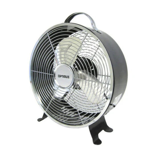 Optimus Drum Fan: 10'' Retro, black, metal | F-6310BK - Inhomebuy