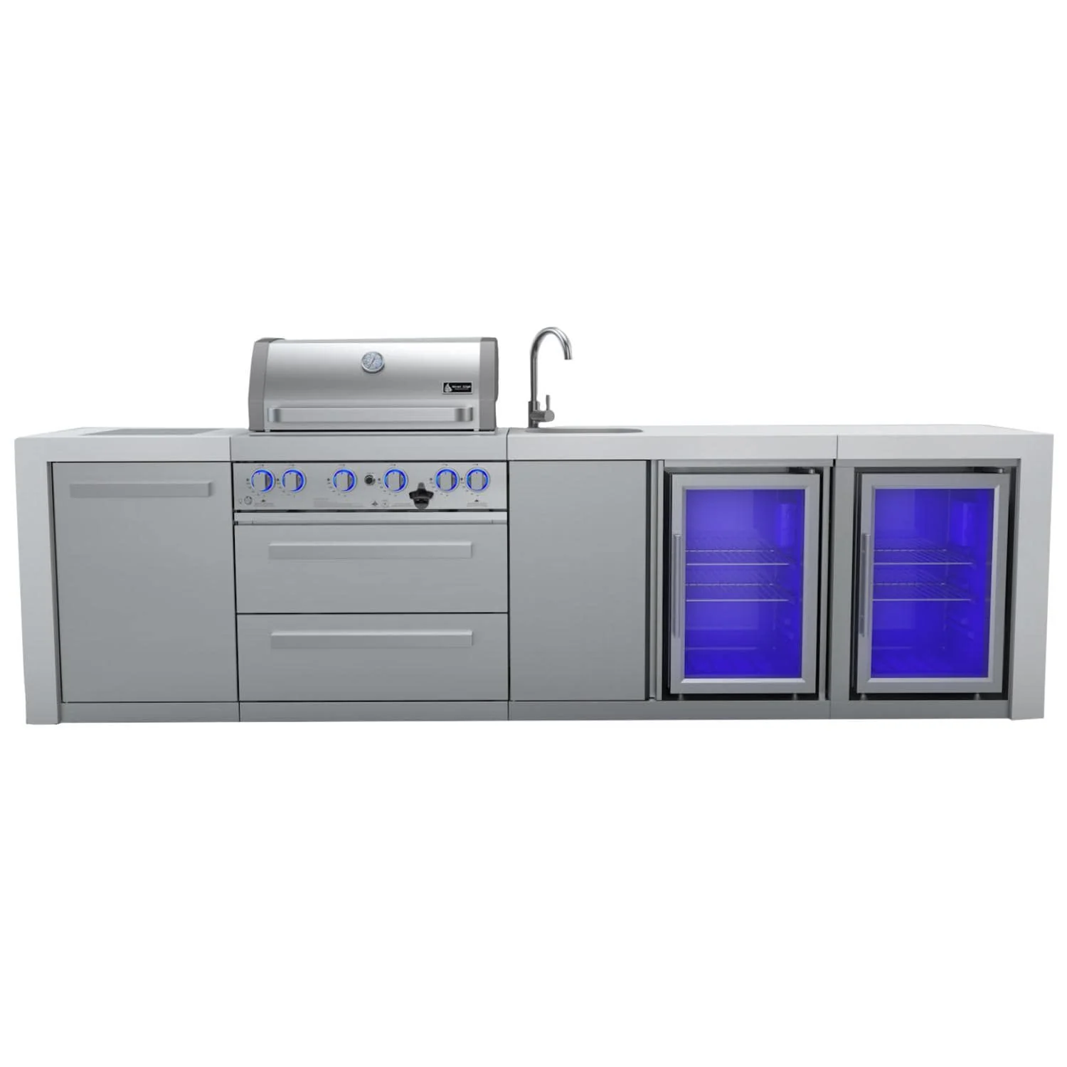 Mont Alpi 400 Deluxe Island Grill with Beverage Center and Fridge Cabinet, MAi400-DBEVFC - Inhomebuy