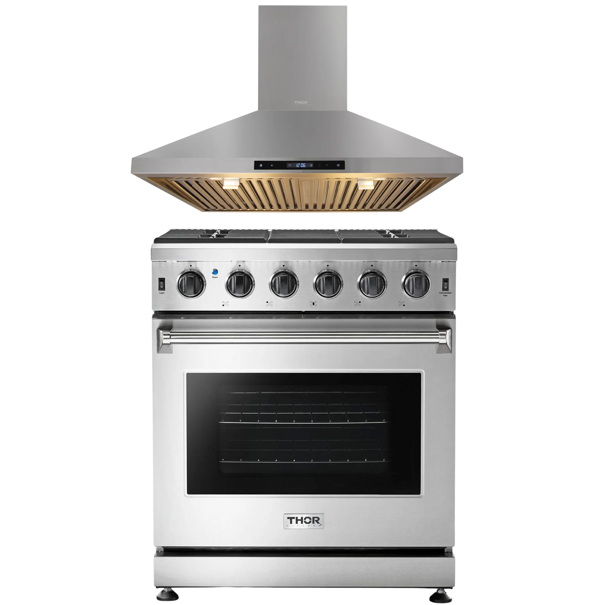Thor Kitchen Appliance Bundle - 30 in. Natural Gas Range & 30 in. Range Hood, AB-LRG3001U - Inhomebuy