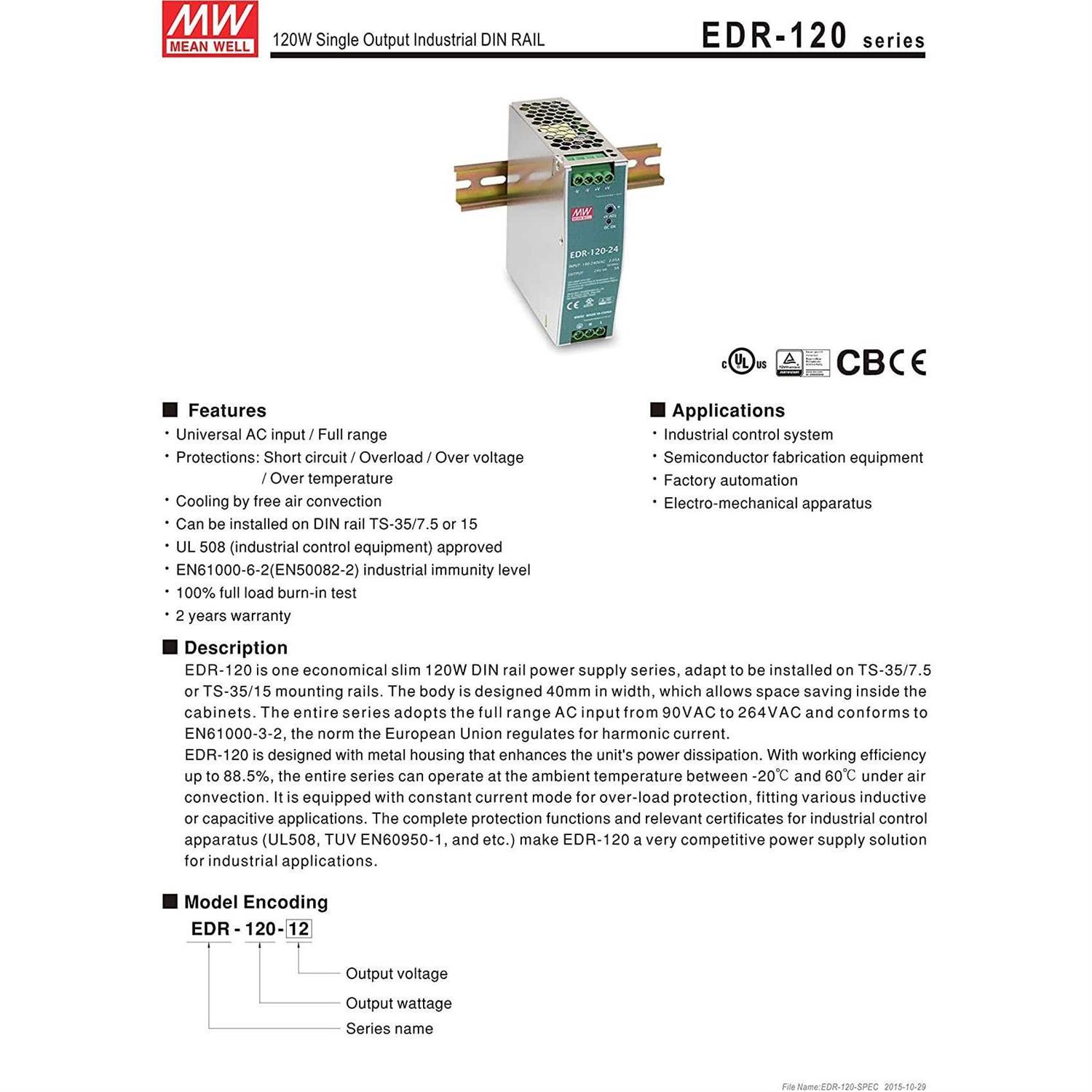 EDR-120-24 Mean Well - Inhomebuy