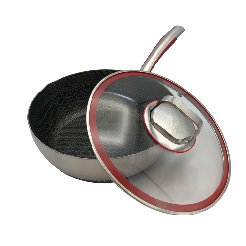 Healthy Bear SUS Hybrid Wok: 26cm with glass lid | BC-HW26G - Inhomebuy