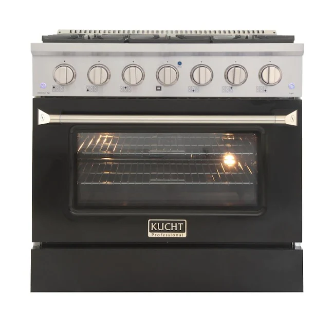 Kucht Professional 36 in. 5.2 cu ft. Propane Gas Range with Black Door and Silver Knobs, KNG361/LP-K - Inhomebuy