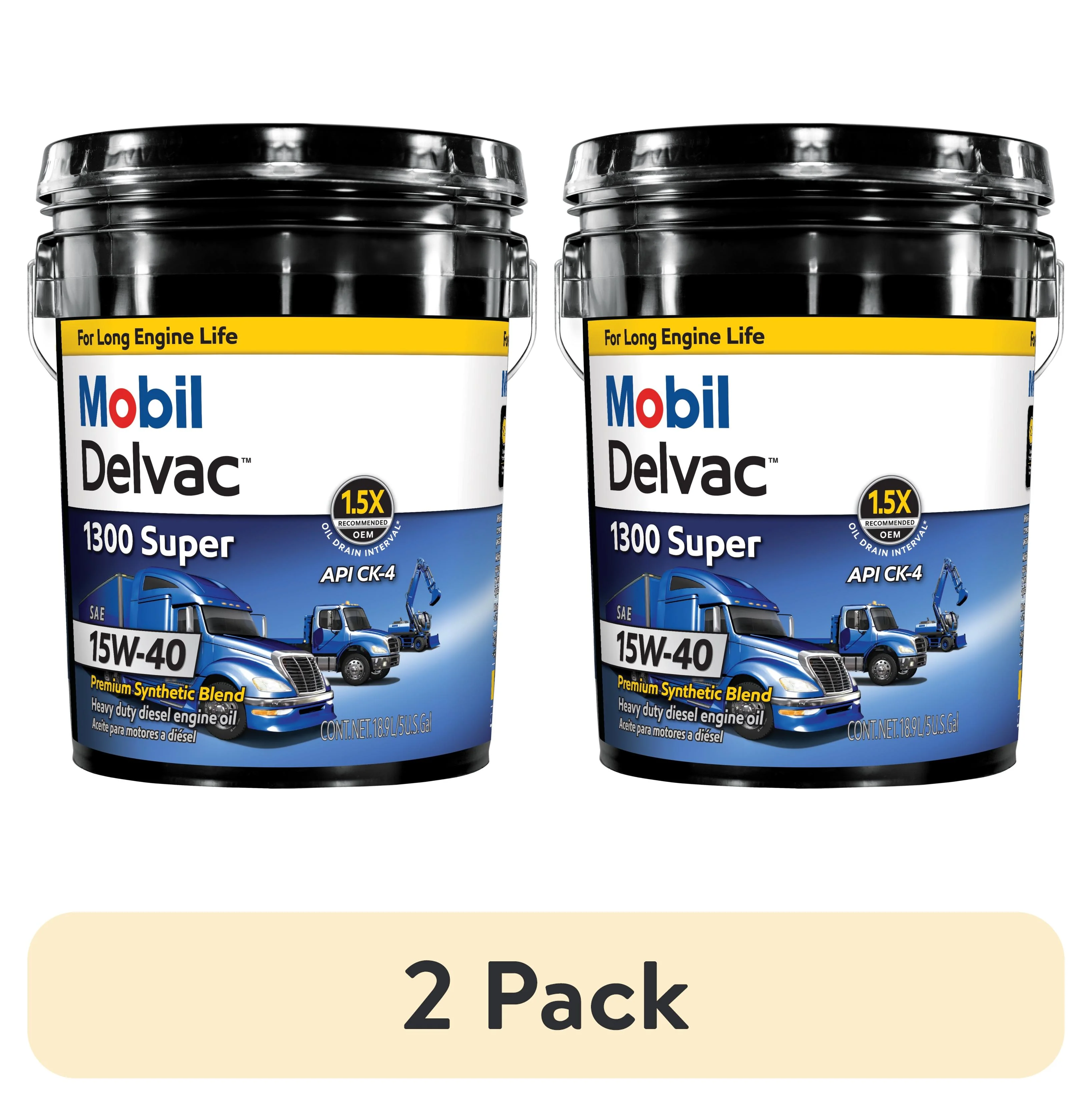 Mobil Delvac 1300 Super Heavy Duty Premium Synthetic Blend Diesel Engine Oil 15W-40, 5 Gallon - Inhomebuy