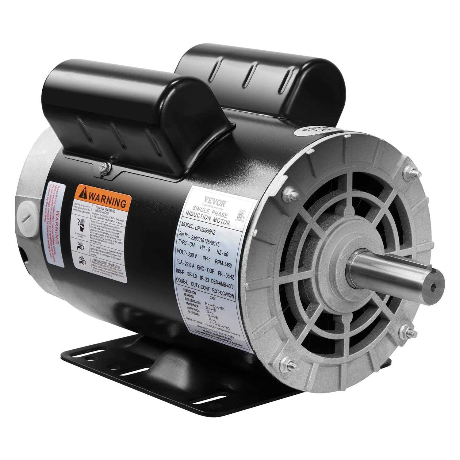 VEVOR 5HP Air Compressor Motor Single Phase Electric Motor Keyed shaft 230V Frame CW/CCW Rotation DXKYJDJTODP5HWZ57V7 - Inhomebuy