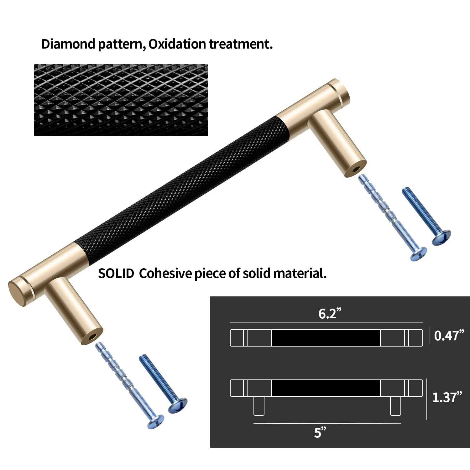 Ntresbonne 12 Pack Barrel Cabinet Pulls Gold and Black Cupboard Aluminum Handles Drawer Pull Cabinet Handles - Inhomebuy